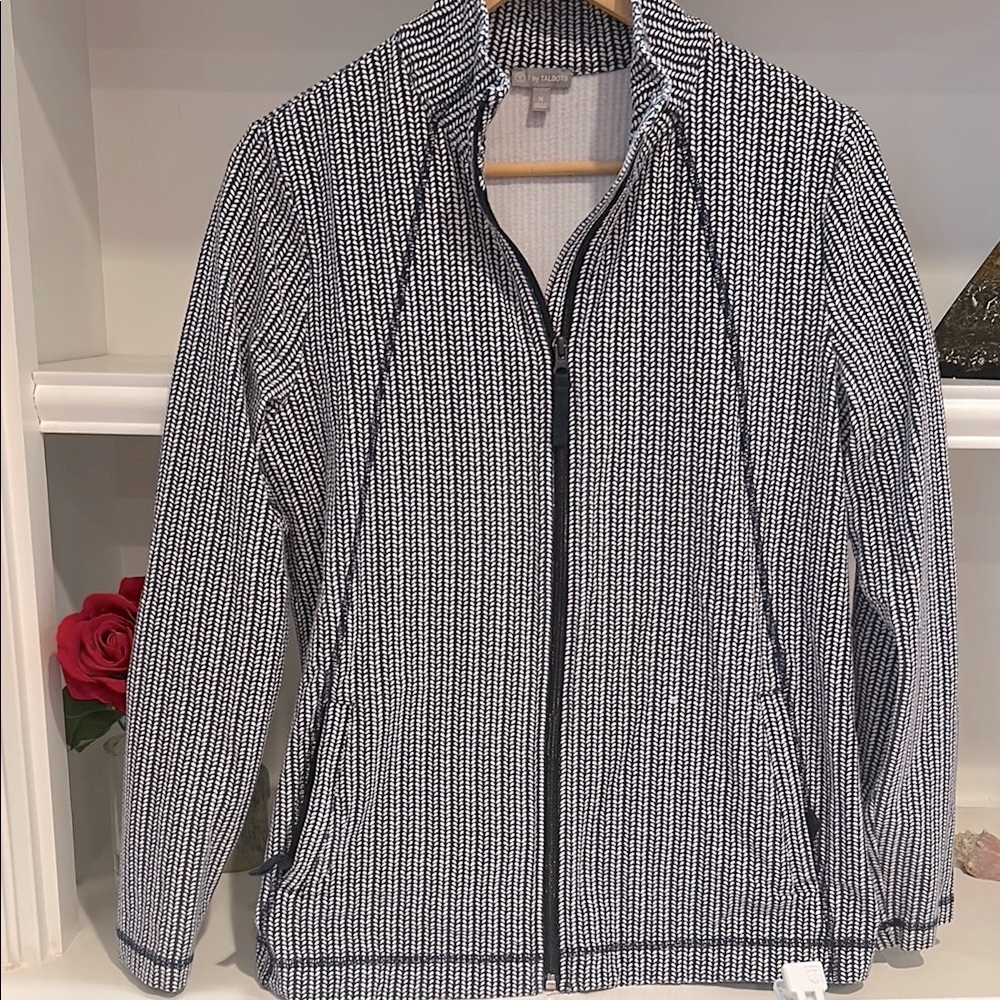 Talbots Black and White Lightweight Shirt Jacket with Checkered Pattern #33